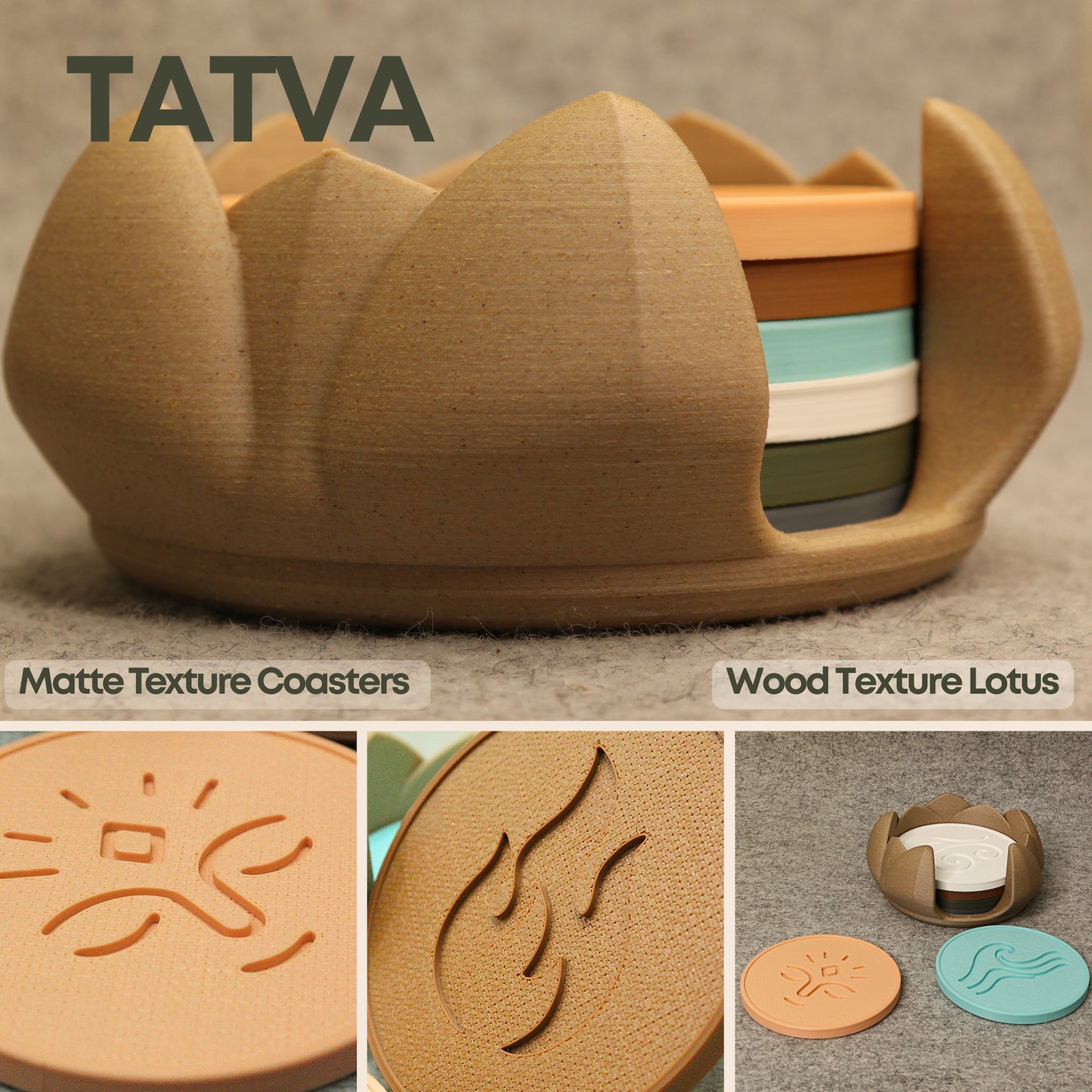 TATVA – Sculptural Element Coasters (Set of 6)