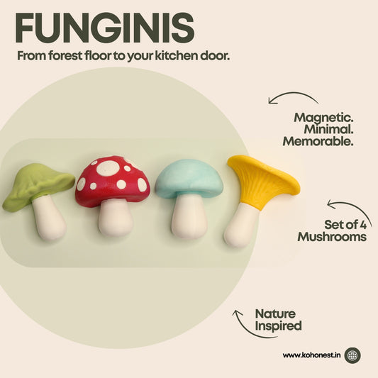 FUNGINIS – Mushroom Fridge Magnets (Set of 4)