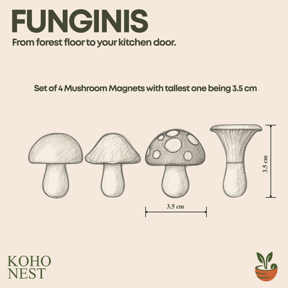 FUNGINIS – Mushroom Fridge Magnets (Set of 4)