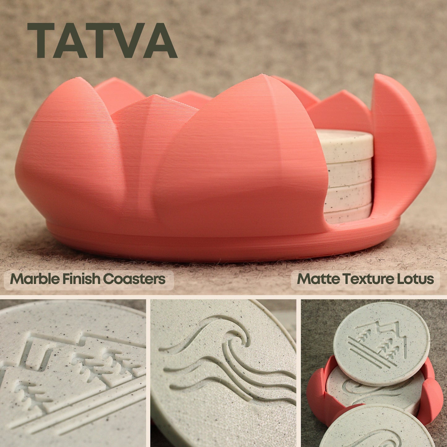 TATVA – Sculptural Element Coasters (Set of 6)